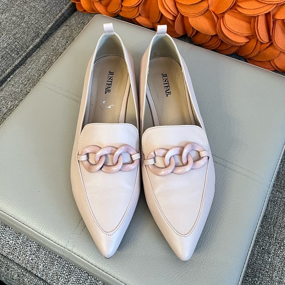 ❣️JustFab Bold In Business Blush Pink Chainlink Flats❣️ - Picture 5 of 11